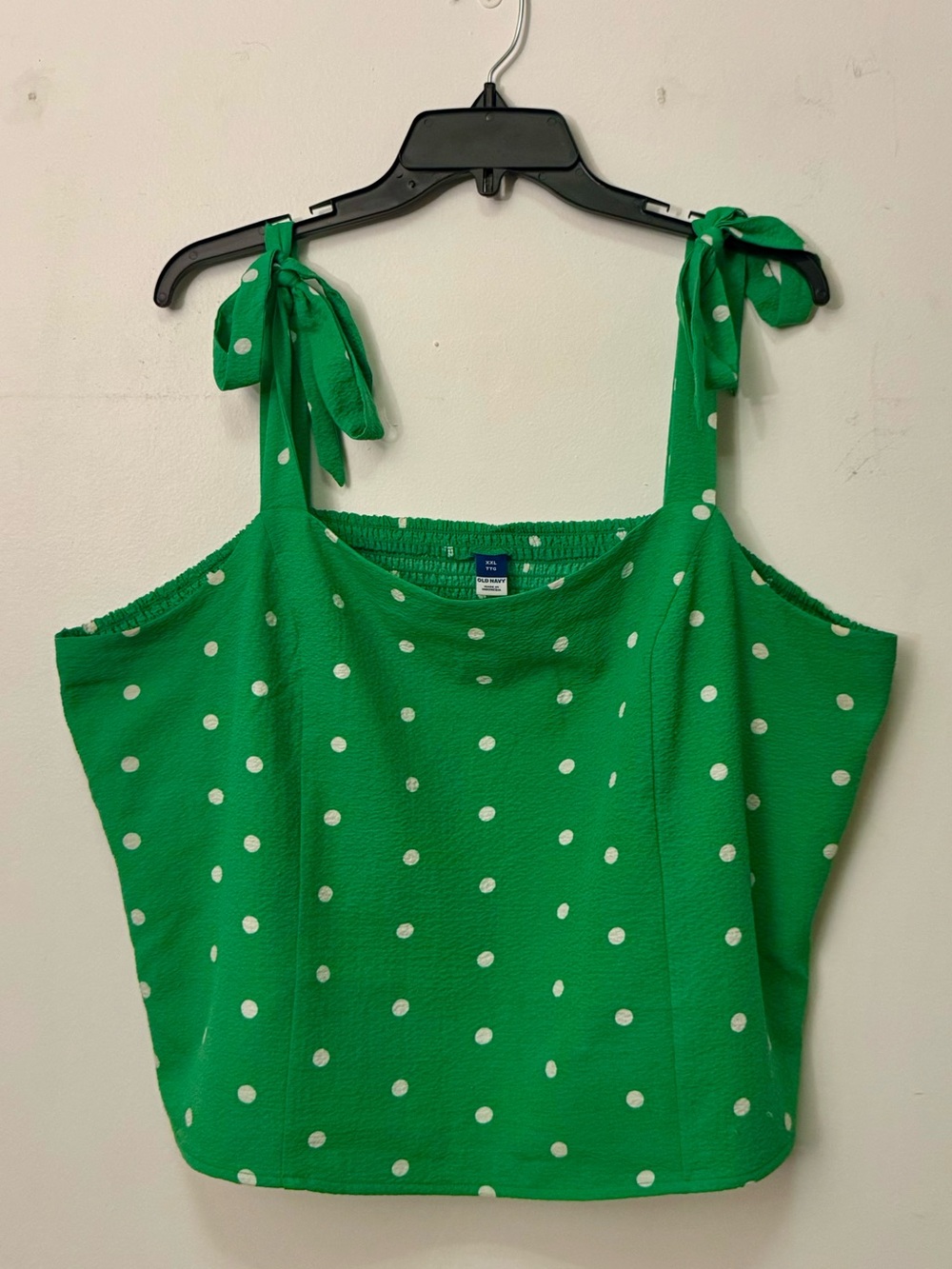 Woman’s Green Polka Dot Tie-Strap Tank Top